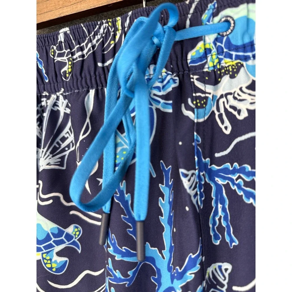Vineyard Vines Men 3XB Navy Sea Life Lobster Turtle Lined Swim Trunks Cruise EUC